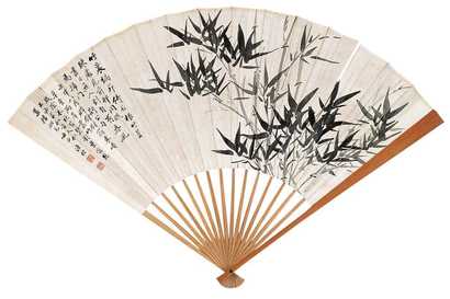 吴子深 墨竹兰 成扇
